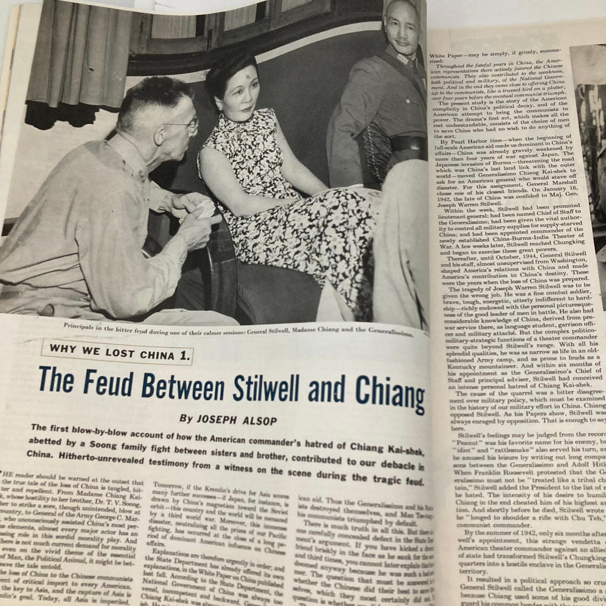 Article page titled 'Why We Lost China', in the Saturday Evening Post Magazine January 7, 1950, featuring a discussion on historical figures and their interactions.