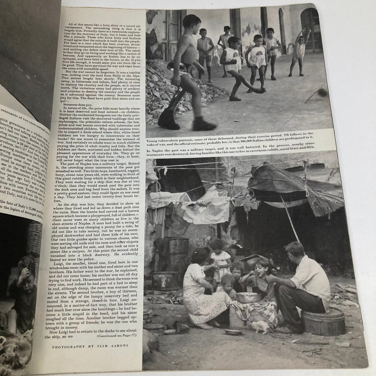 Another inside page of the Saturday Evening Post Magazine August 27, 1949, showing photographs and articles related to children and their experiences.