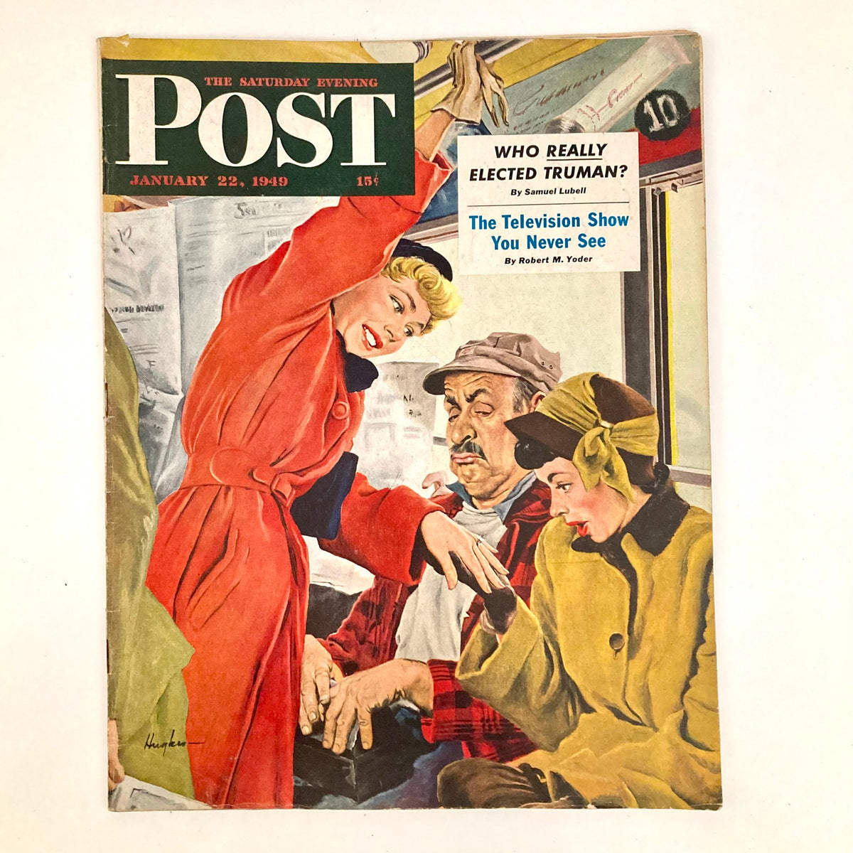 Cover of the Saturday Evening Post Magazine from January 22, 1949, illustrated by George Hughes, featuring a vibrant scene with characters in a lively setting.