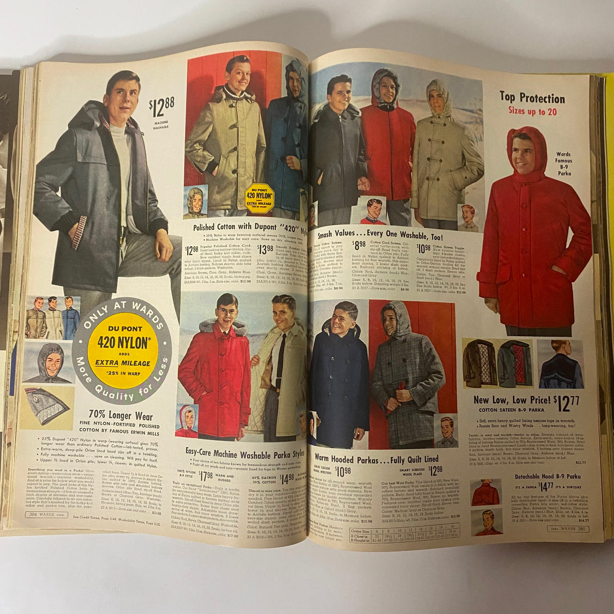 1959 Montgomery Ward Fall and Winter Catalog showcasing stylish winter coats for junior misses, featuring prices and descriptions of various options on display.