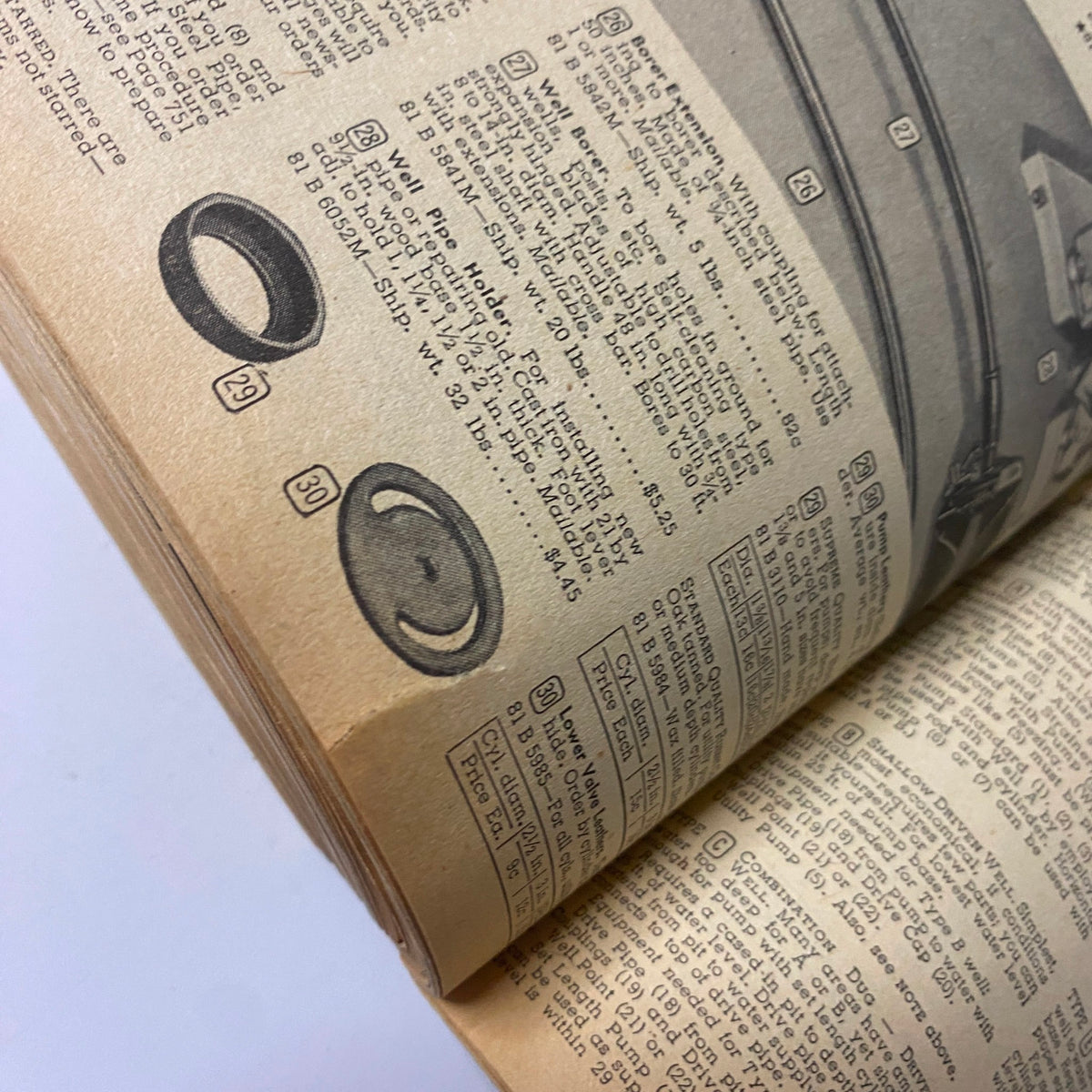 Close-up view from the 1945 Montgomery Ward Spring and Summer Catalog displaying detailed pricing and descriptions of pipe fittings.