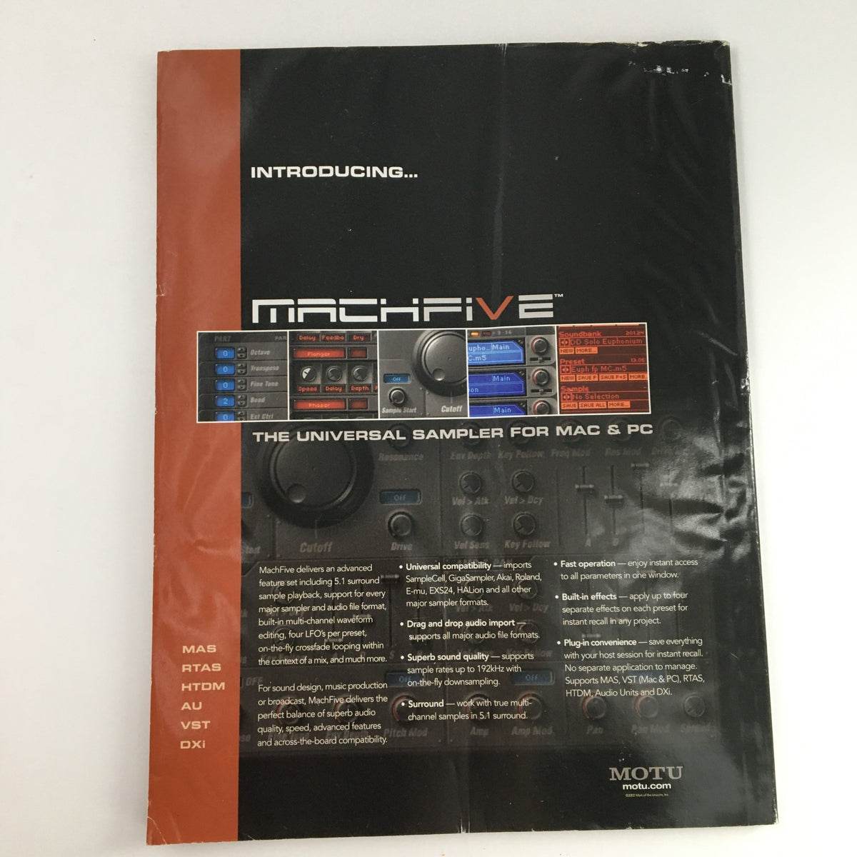 Back cover of Keyboard Magazine March 2003 introducing the MachFive universal sampler for Mac and PC.