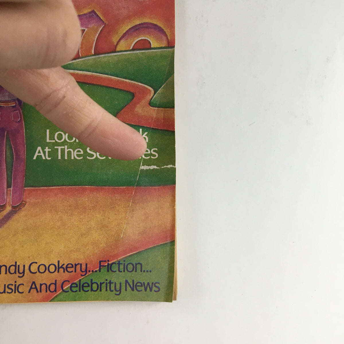 Close-up of the cover of Young Miss Magazine January 1980 showcasing the title and decorative elements highlighting nostalgia for the seventies.