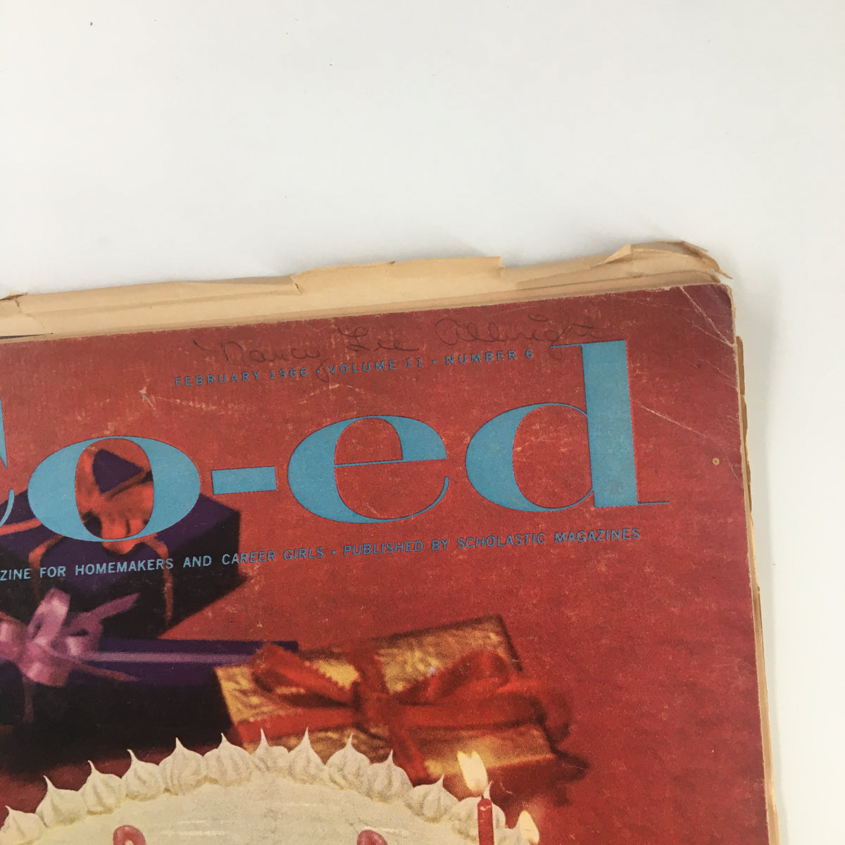 Cover of VTG Co-Ed Magazine February 1966 celebrating its 10th anniversary, featuring vibrant colors and holiday-themed graphics.