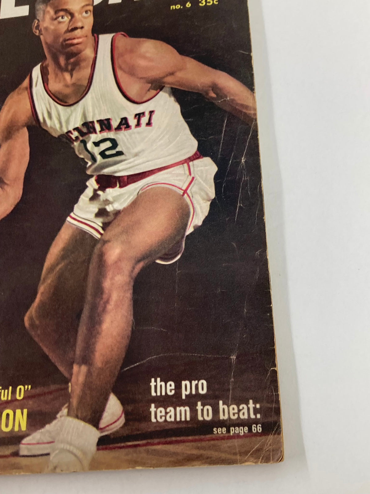 Cover of the VTG Dell Sports Basketball Magazine 1959 featuring Oscar Robertson in a Cincinnati uniform, highlighting the pro team to beat, perfect for sports memorabilia collectors.