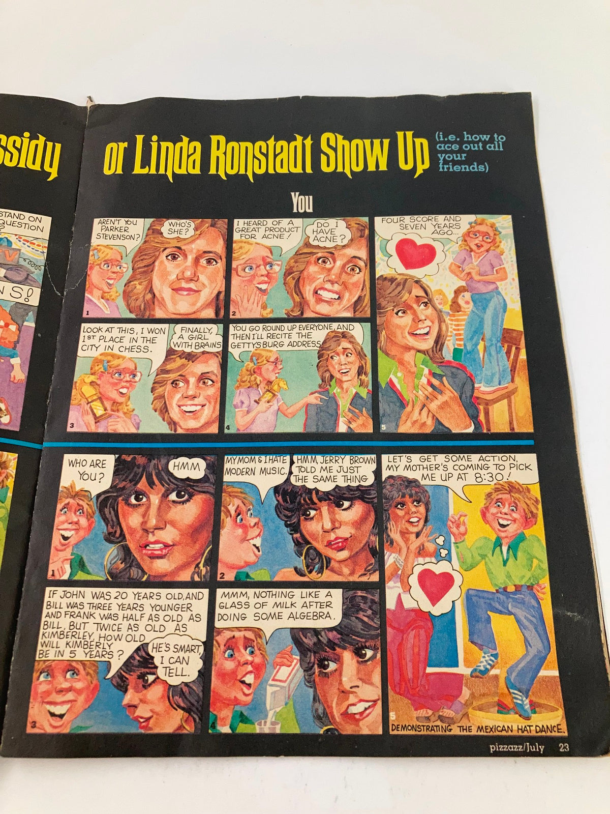 VTG Marvel Comics Pizzazz Issue 10 July 1978 - A comic strip page with characters discussing music, emphasizing the magazine's humorous approach.