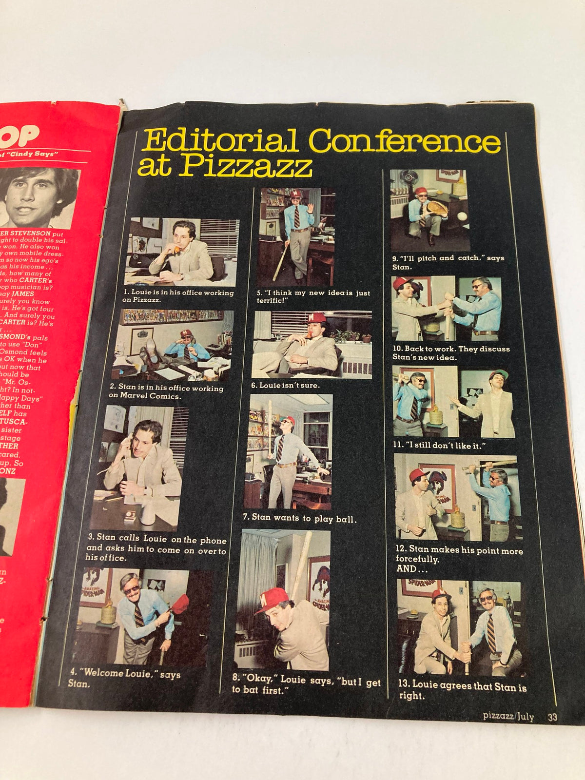 VTG Marvel Comics Pizzazz Issue 10 July 1978 - An editorial conference scene with two men discussing ideas, providing an inside look at the creative process of Pizzazz.