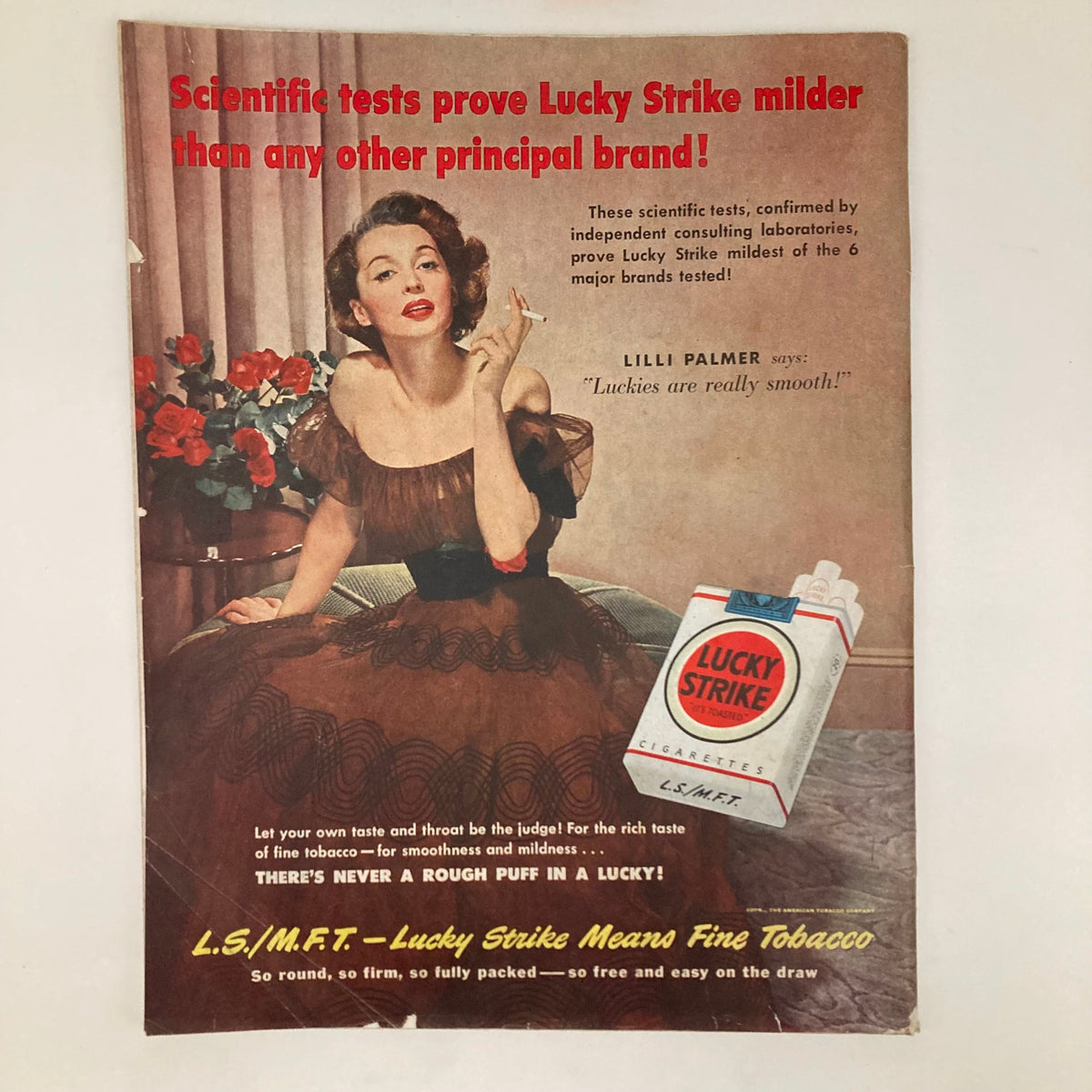 Saturday Evening Post Magazine June 3 1950 illustrated cover featuring a vintage Lucky Strike cigarette advertisement with a glamorous model and compelling marketing message.