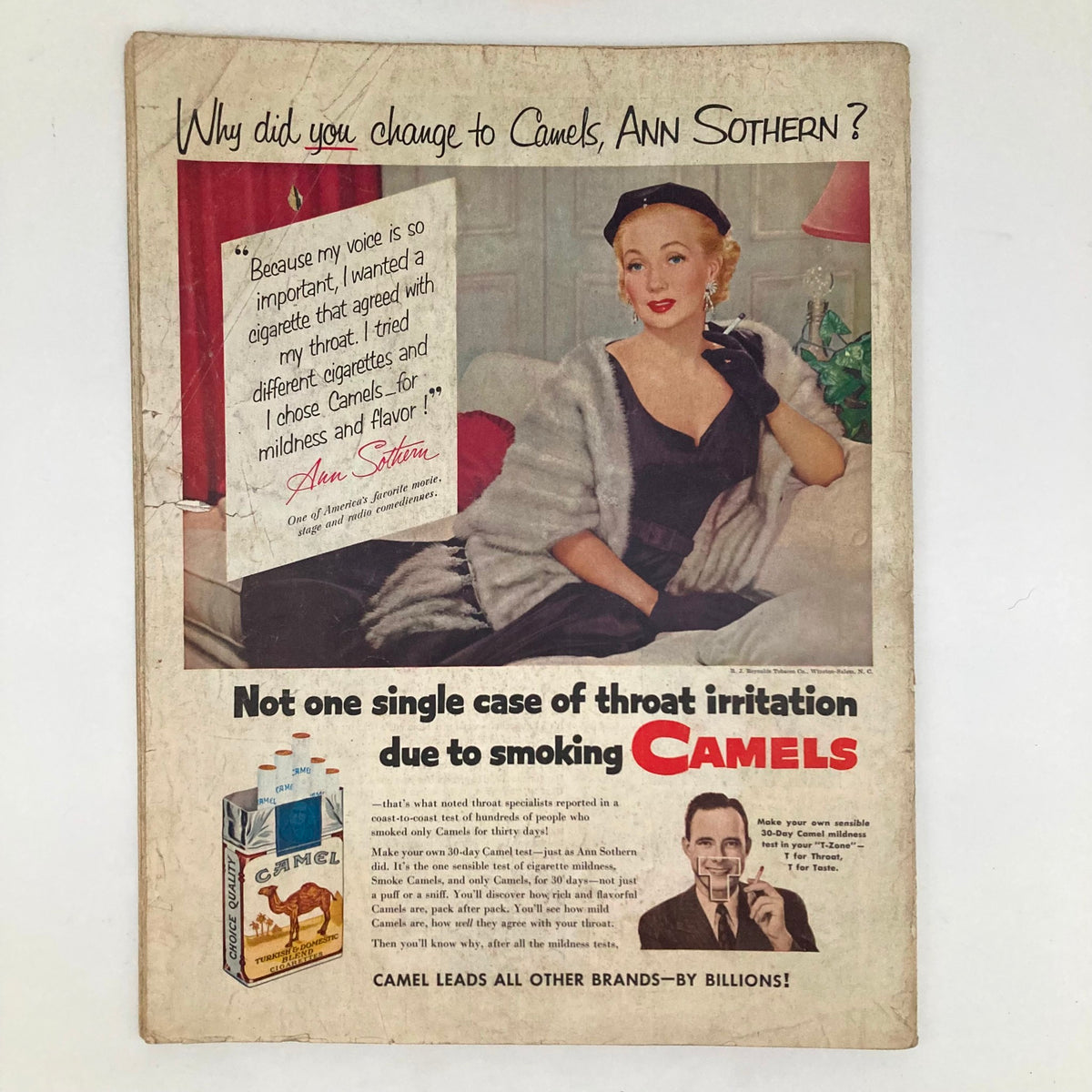 Camel cigarettes advertisement in Saturday Evening Post November 17 1951 featuring actress Ann Sothern promoting the brand.