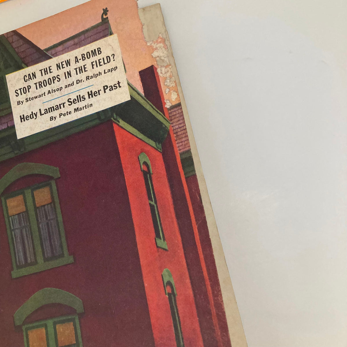 Close-up view of the cover page of the Saturday Evening Post from September 29, 1951, highlighting the magazine's title and article teasers such as 'Can the New A-Bomb Stop Troops in the Field?'