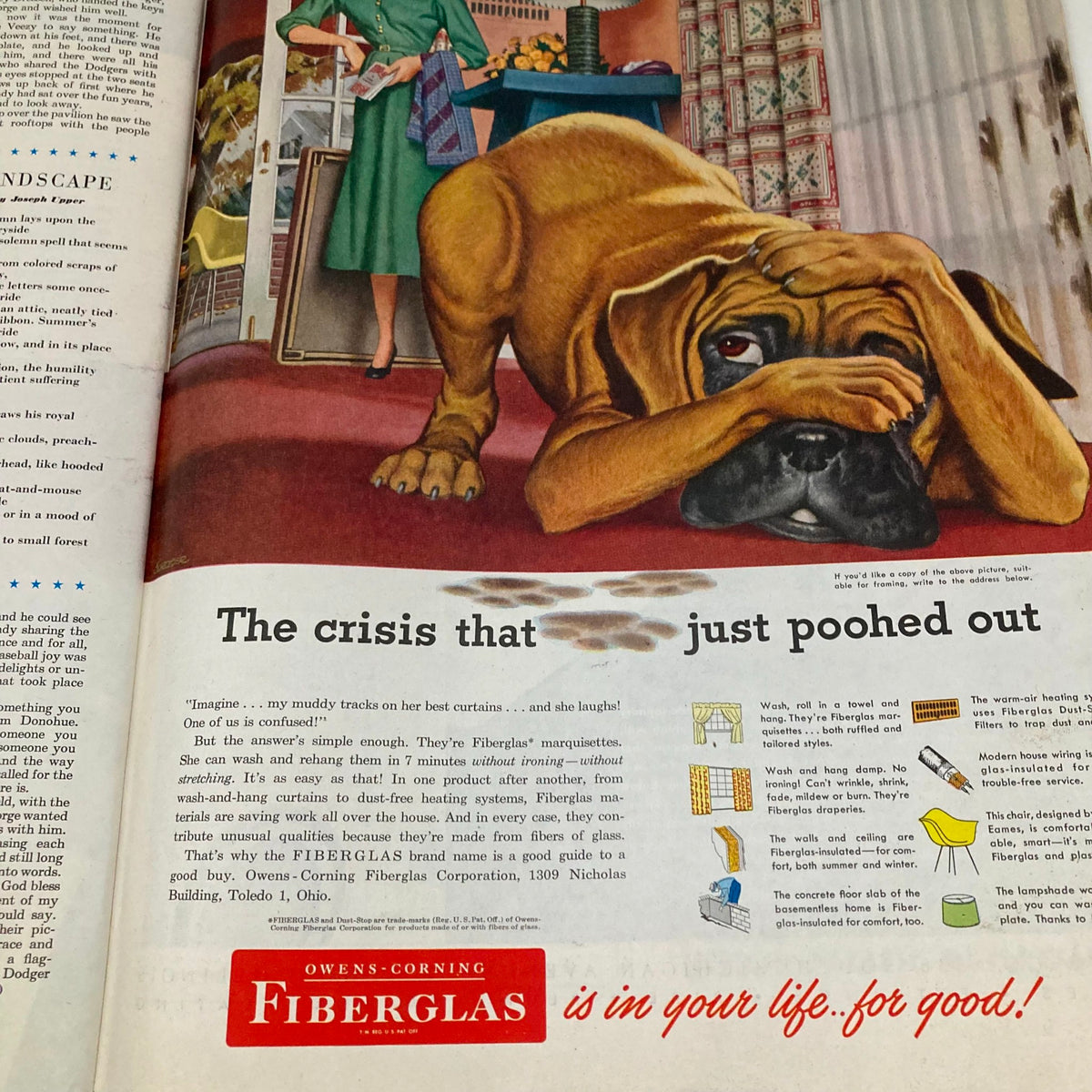 Saturday Evening Post Magazine September 29 1951 Cover by John Falter showing a humorous scene with a woman and a worried dog, depicting the domestic life and humor of the era.