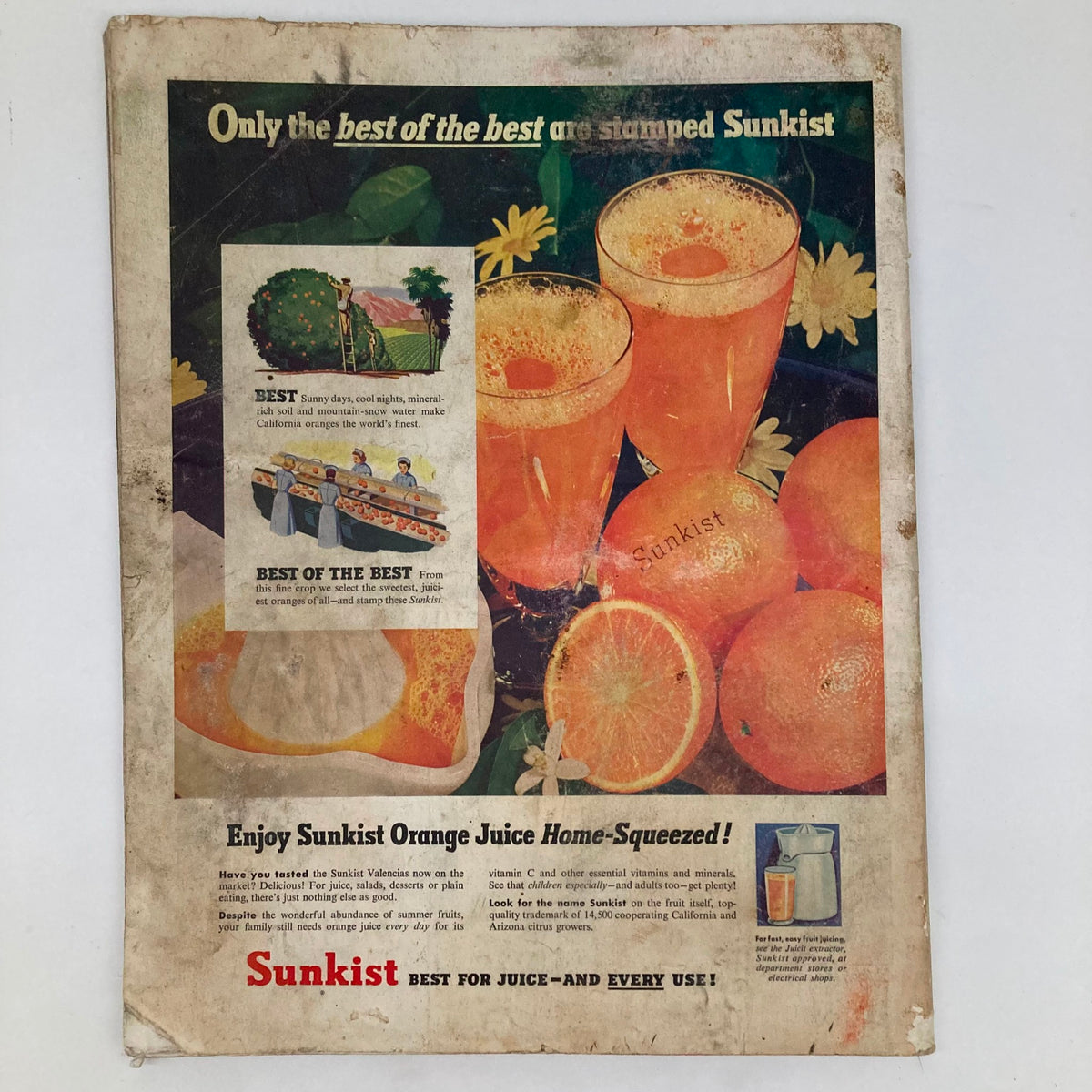 Saturday Evening Post Magazine September 29 1951 Cover by John Falter featuring a vintage Sunkist orange juice advertisement with bright colors and illustrations of fresh oranges and juice.