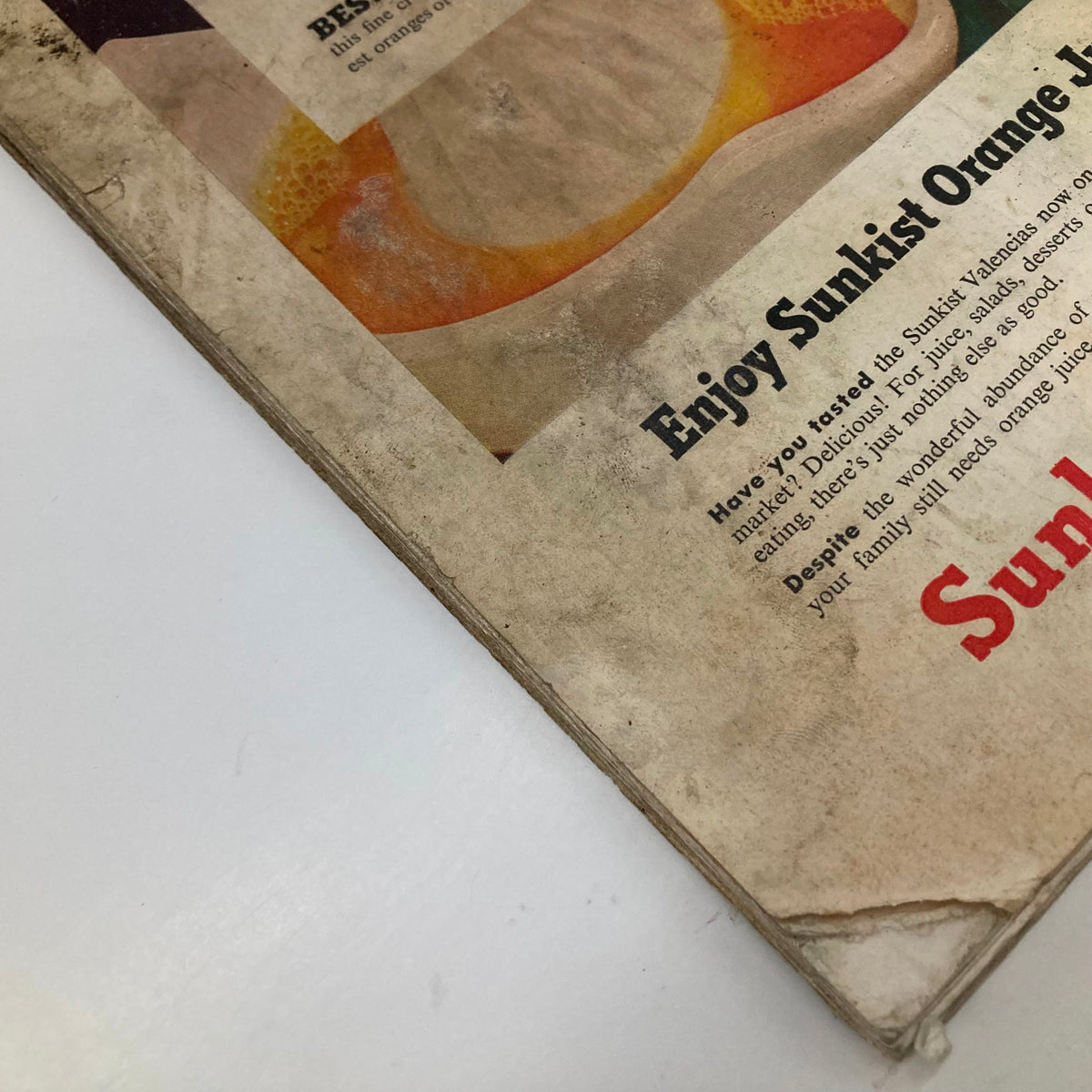 Saturday Evening Post Magazine September 29 1951 Cover by John Falter showcasing a close-up of the Sunkist orange juice advertisement, highlighting the vintage design and quality products.