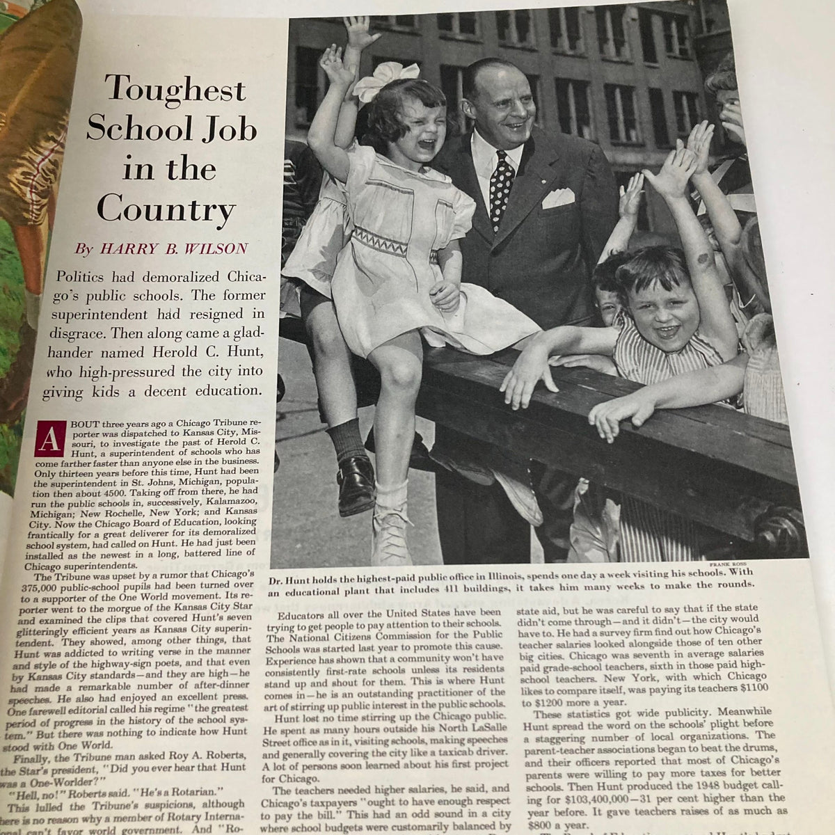 Saturday Evening Post October 7 1950 Illustrated Cover by John Clymer featuring a joyful scene with children and a man in a suit, illustrating the community spirit of the era.