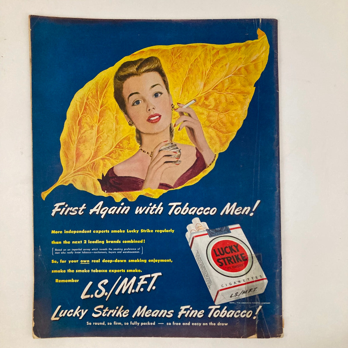 Cover of the Saturday Evening Post Magazine January 15 1949 featuring an advertisement for Lucky Strike cigarettes with a woman holding a cigarette.
