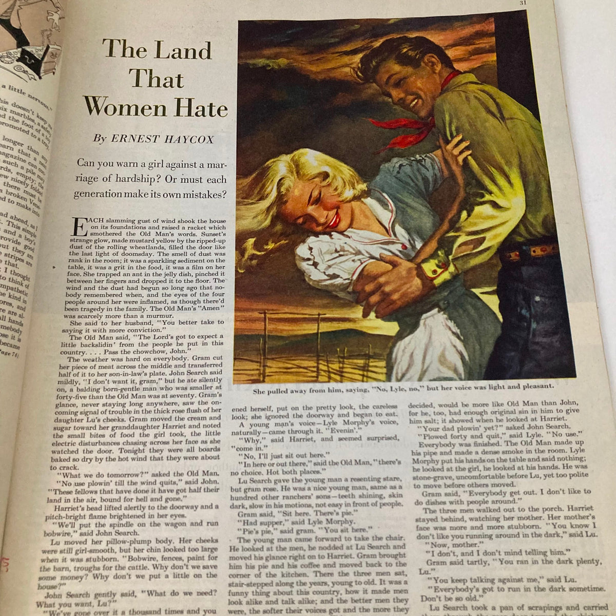 Saturday Evening Post Magazine July 23 1949 Folly Beach featuring the story 'The Land That Women Hate' by Ernest Haycox, illustrated with a romantic scene between a couple.