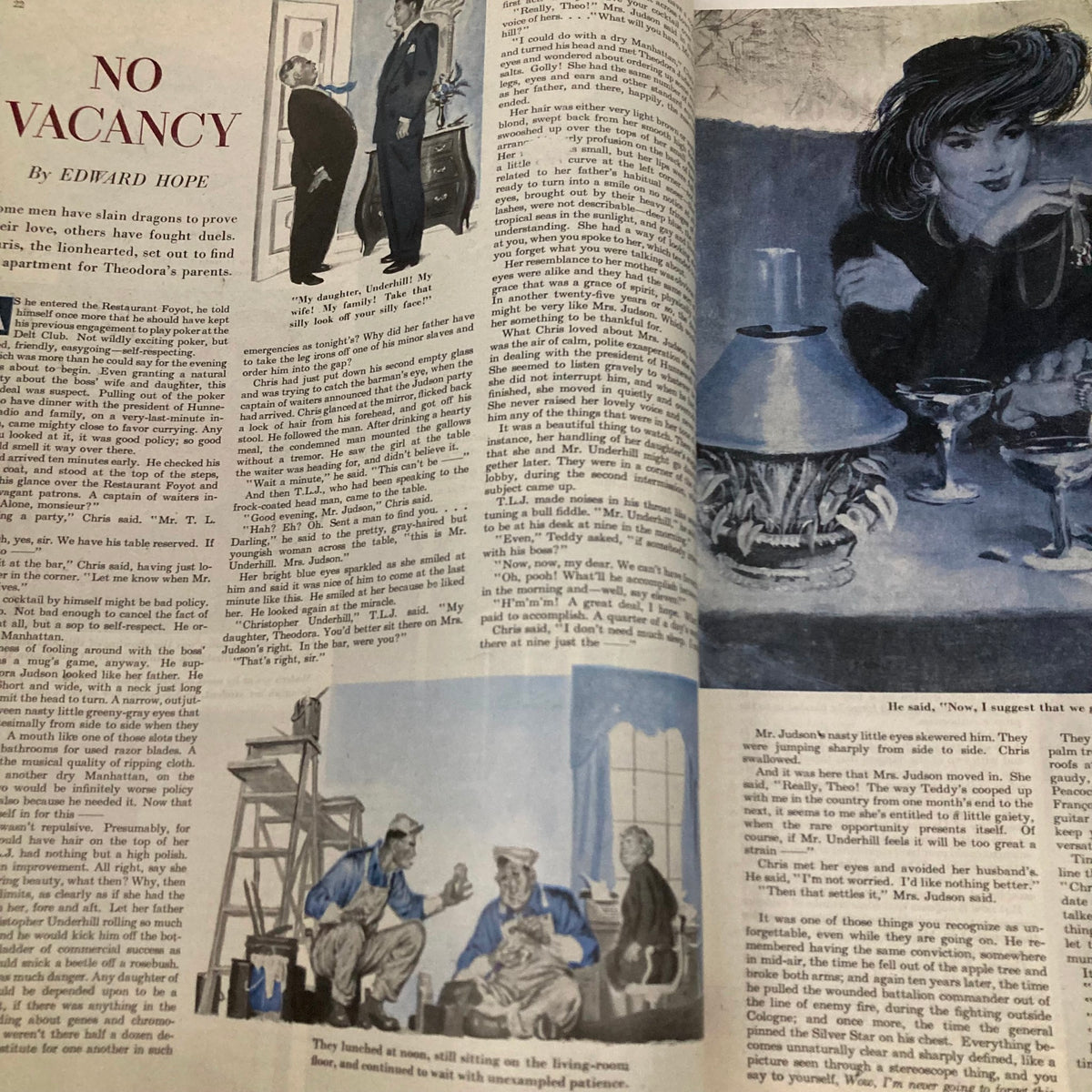 Story page from Saturday Evening Post Magazine April 5 1947 titled 'No Vacancy', highlighting a narrative with illustrated scenes.