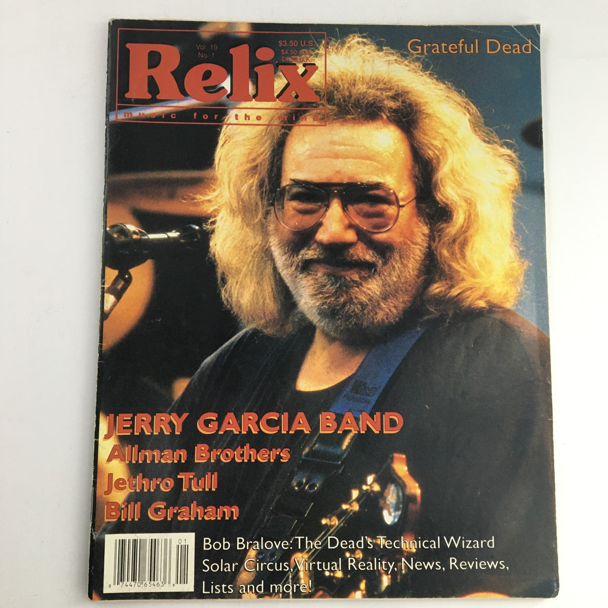 Relix Magazine February 1992 Vol 19 #1 featuring Jerry Garcia on the cover, highlighting the Grateful Dead, Allman Brothers, and Bill Graham, showcasing the vibrant live music culture of the era.