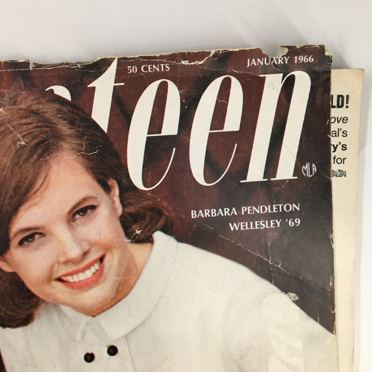Cover of VTG Seventeen Magazine January 1966 displaying the model Barbara Pendleton and details about the issue including the month and year.