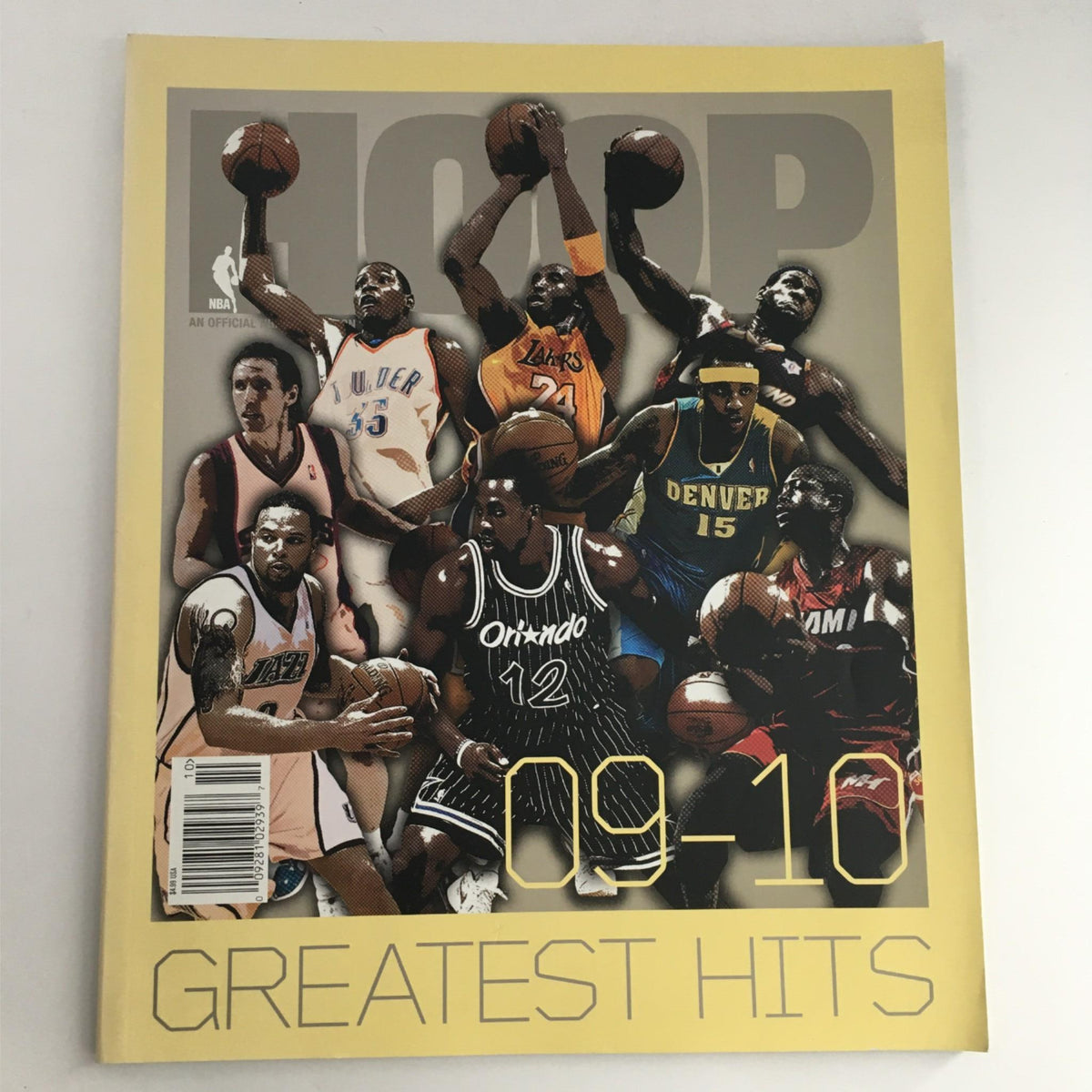 Cover of Hoop Magazine 2009-2010 Greatest Hits featuring basketball legends LeBron James and Kobe Bryant, showcasing iconic players and moments in basketball.