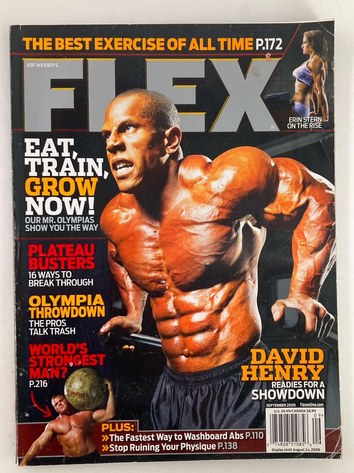 Flex Magazine September 2009 cover featuring David Henry showcasing his muscular physique, capturing the essence of fitness culture and bodybuilding from that era.