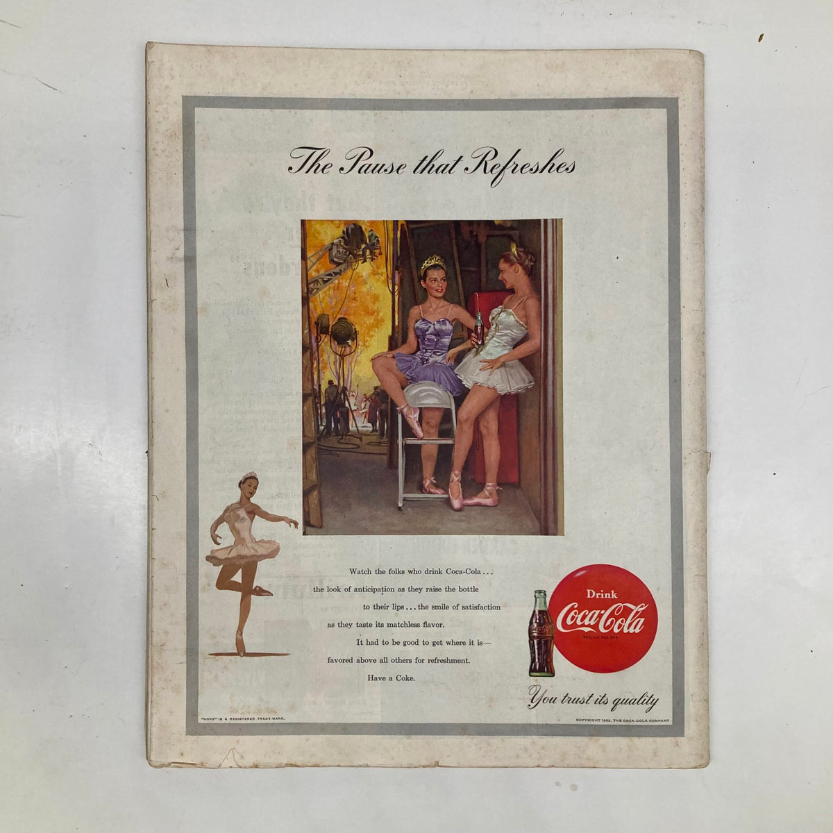Coca-Cola advertisement from the Saturday Evening Post Magazine April 18 1953 showcasing two women enjoying drinks, reflecting mid-century American culture.