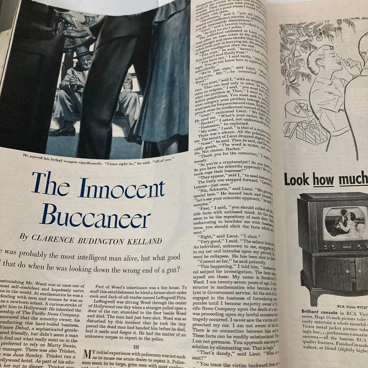 Page featuring the story 'The Innocent Buccaneer' by Clarence Budington Kelland in the Saturday Evening Post Magazine dated November 26, 1949.