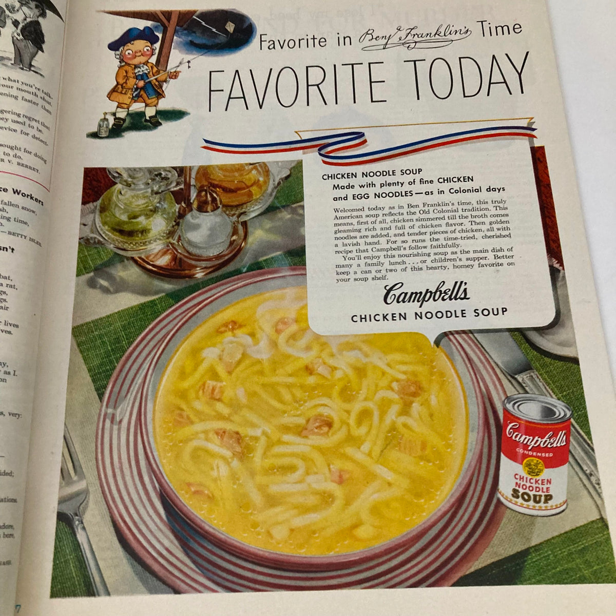 Saturday Evening Post Magazine January 12 1952, featuring an advertisement for Campbell's Chicken Noodle Soup, highlighting its nostalgic appeal and connection to American family meals.