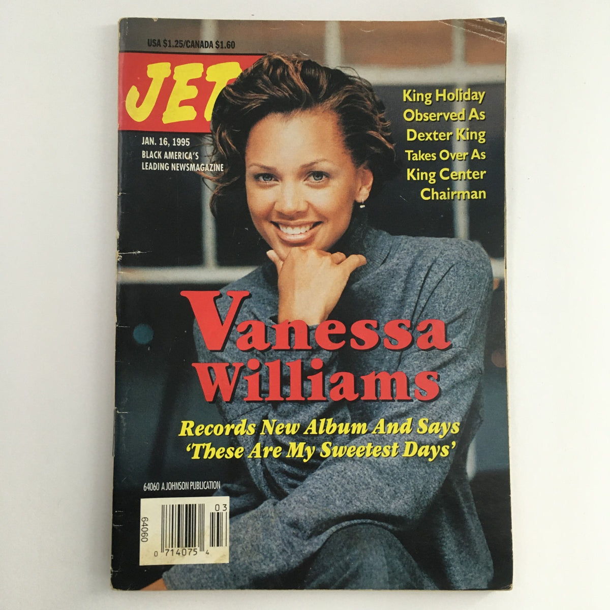 Cover of Jet Magazine from January 16, 1995 featuring Vanessa Williams, who discusses her new album 'These Are My Sweetest Days'.