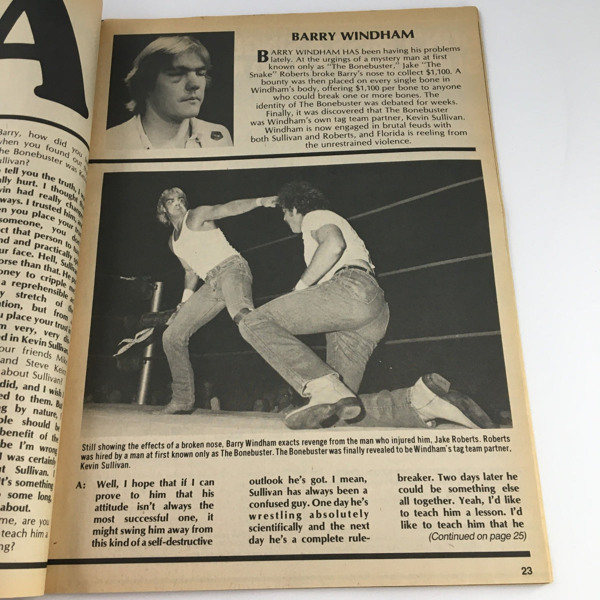 Wrestler Annual Magazine Summer 1988: Barry Windham striking an opponent in the ring, emphasizing the dramatic confrontations of wrestling in the late 80s.