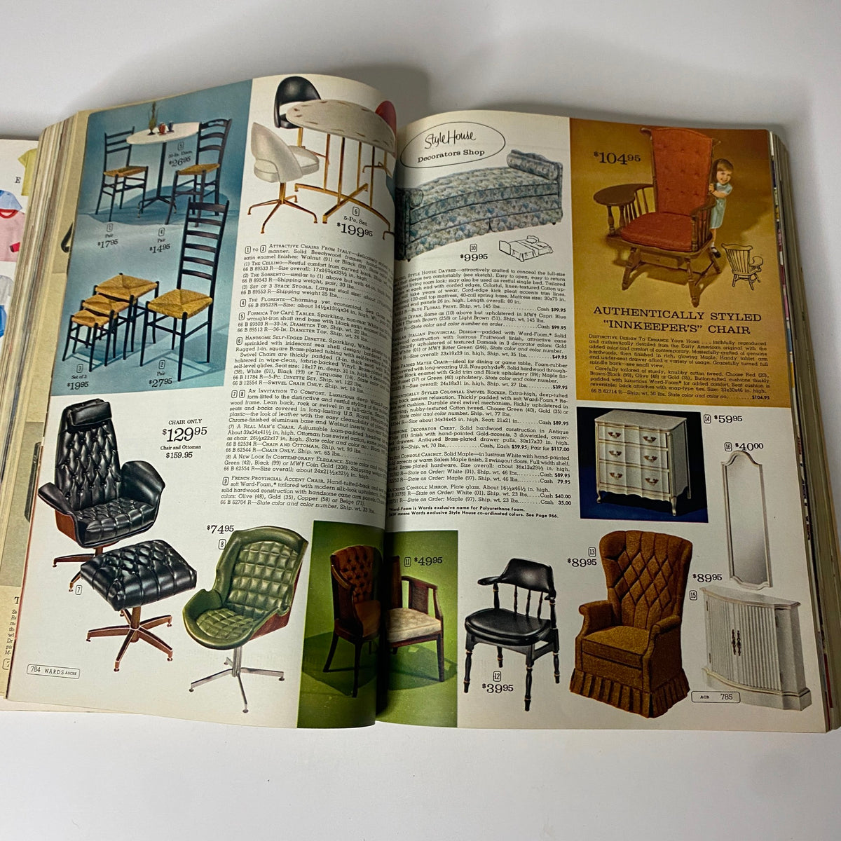 1964 Montgomery Ward Fall and Winter Catalog featuring stylish furniture options, including chairs and tables from the Decorators Shop.