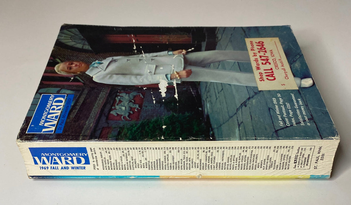 1969 Montgomery Ward Fall and Winter Catalog cover featuring a model in a light-colored suit with details of catalog information.