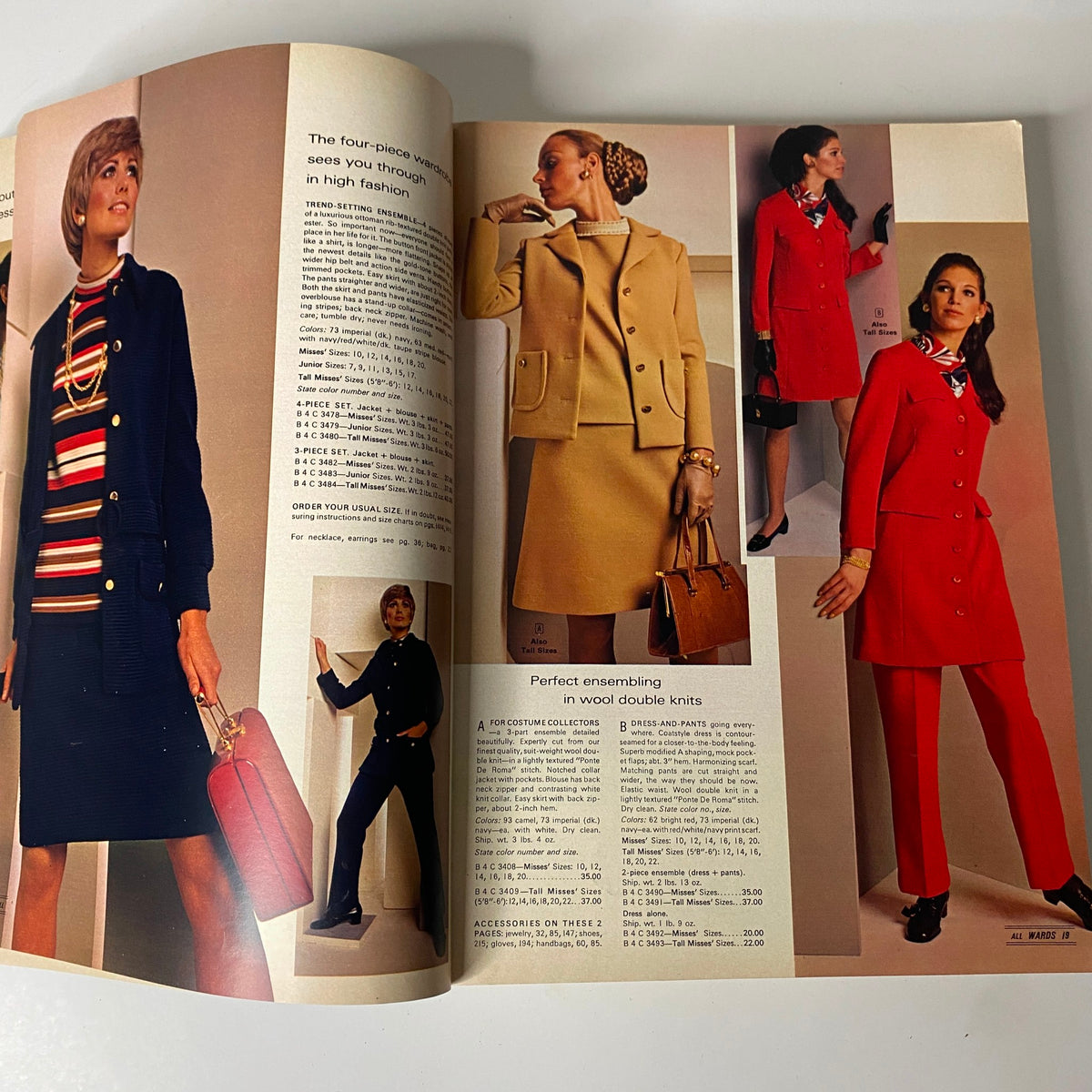 Another interior layout of the 1969 Montgomery Ward Fall and Winter Catalog highlighting stylish ensembles in wool double knits.