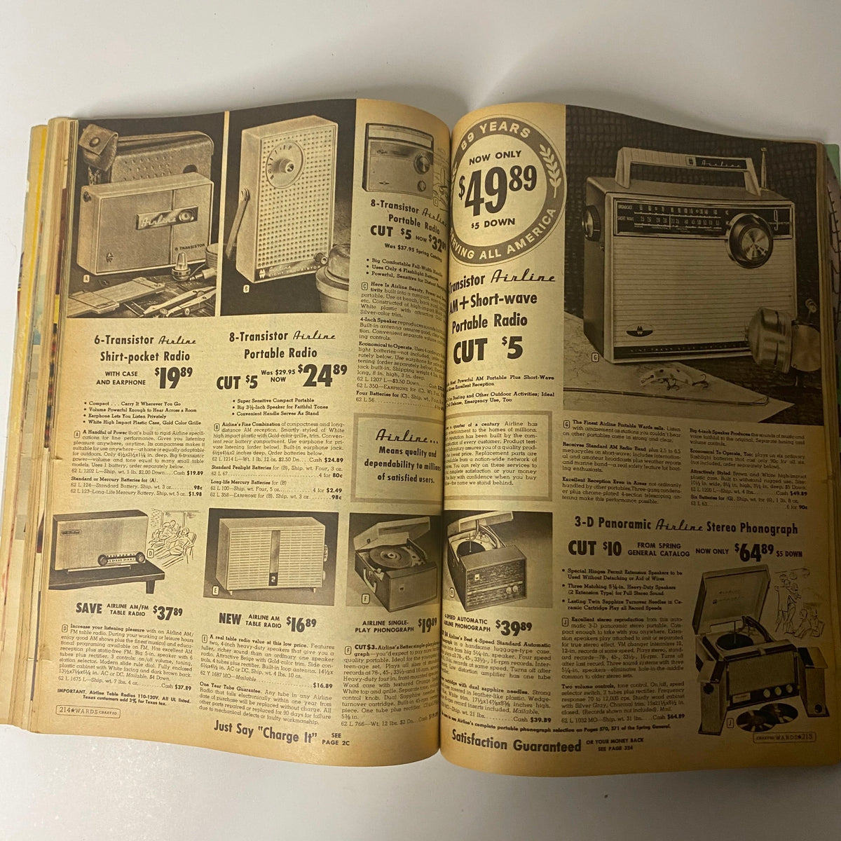 1961 Montgomery Ward Summer Catalog page displaying various transistor radios and other electronic devices for summer leisure.