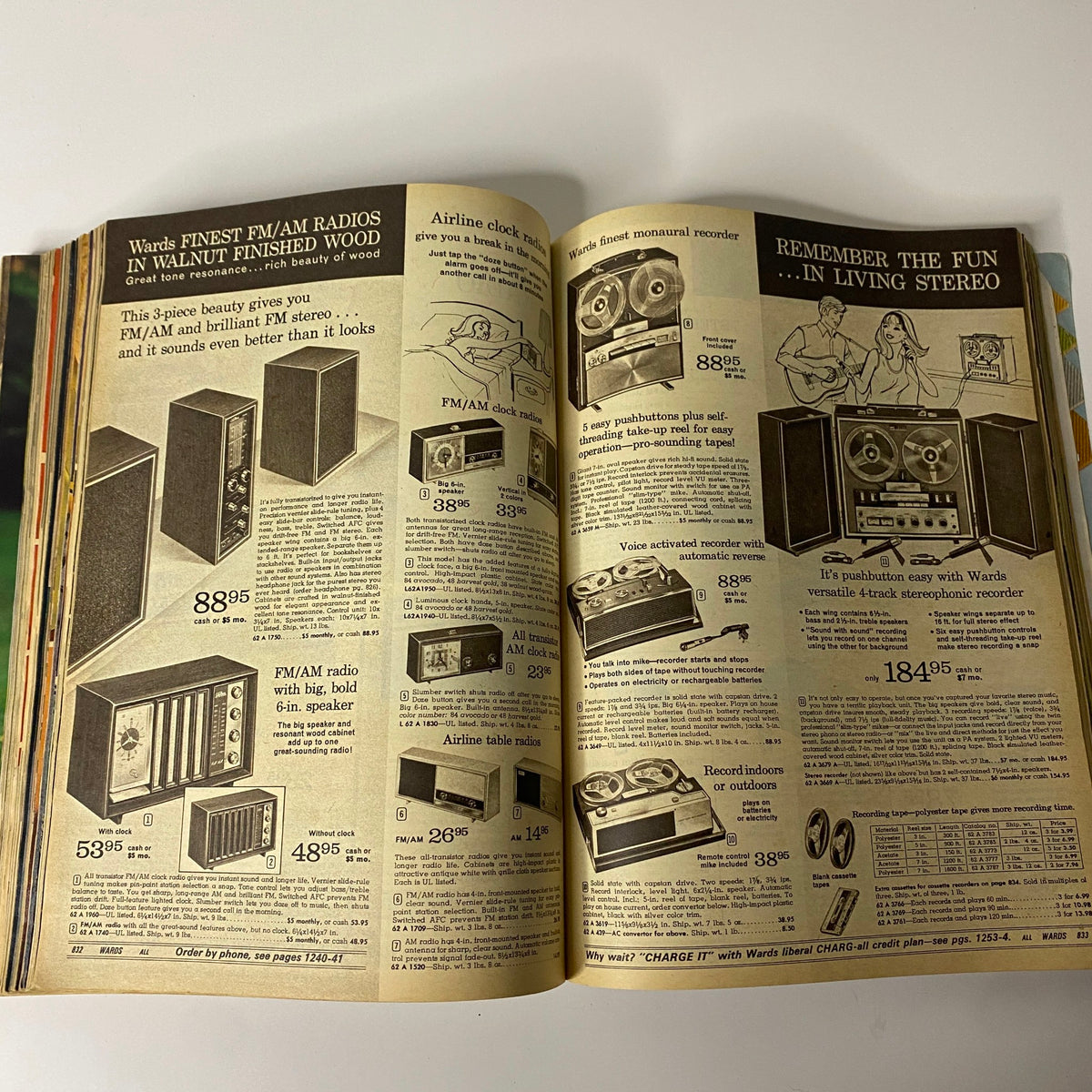 1970 Montgomery Ward Spring and Summer Catalog featuring an array of FM/AM radios and recorders, showcasing vintage electronics from the early 70s.