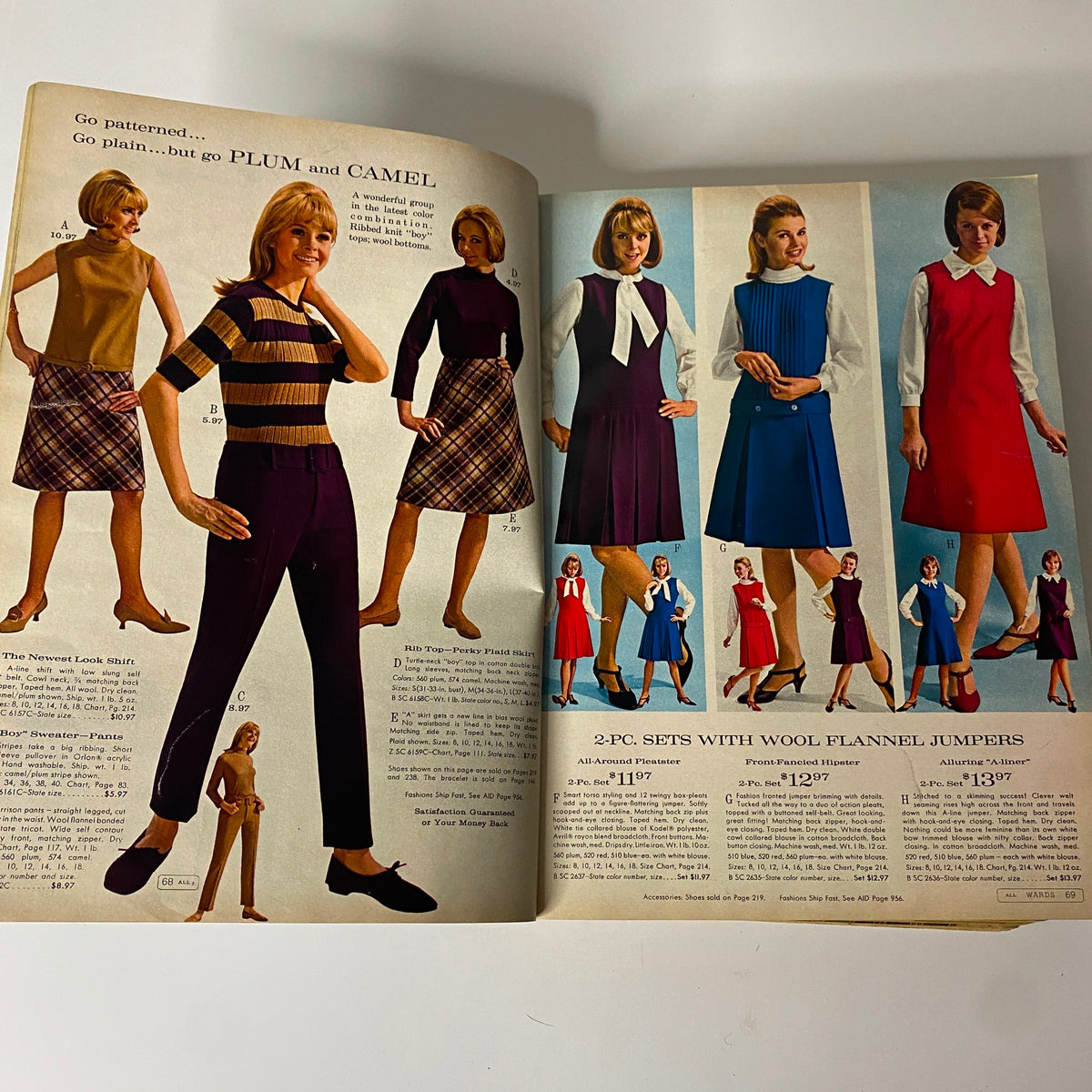1966 Montgomery Ward Fall and Winter Catalog showcasing fashionable women's clothing including stylish dresses and coordinated outfits.