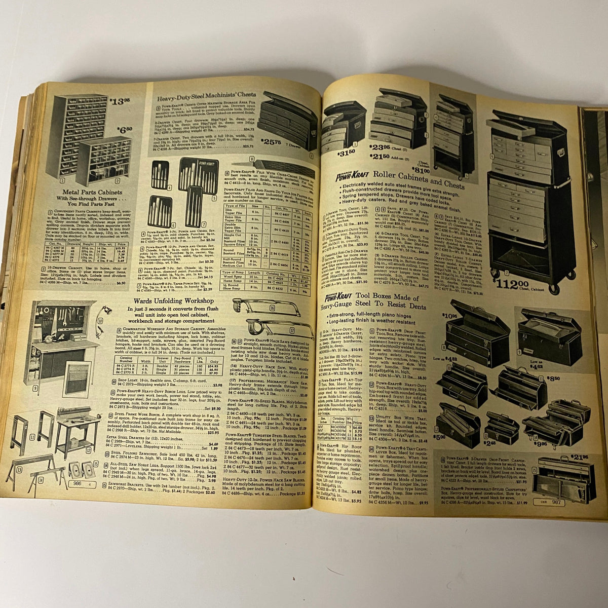 1966 Montgomery Ward Fall and Winter Catalog highlighting tools and cabinets, ideal for workshops and home improvement projects.