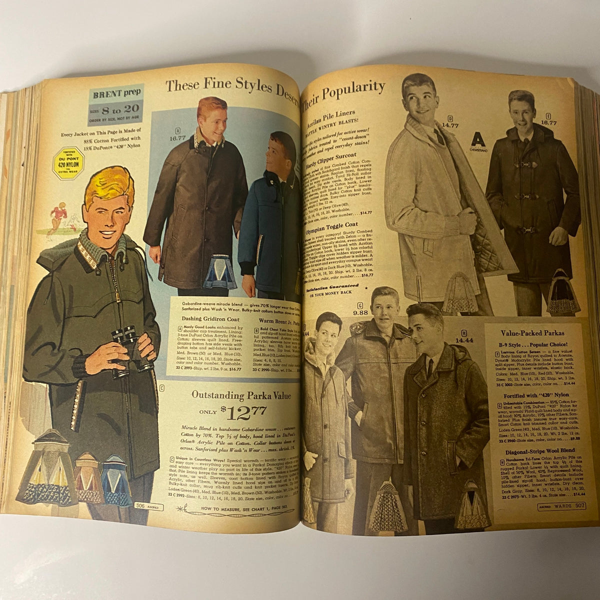 1963 Montgomery Ward Fall and Winter Catalog showcasing men's coats and parkas with prices and stylish illustrations.