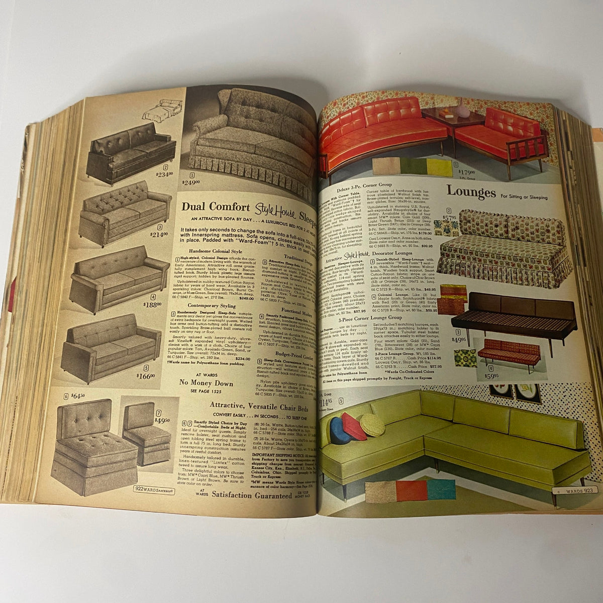 1963 Montgomery Ward Fall and Winter Catalog showcasing vintage furniture options including sofas and lounge chairs.