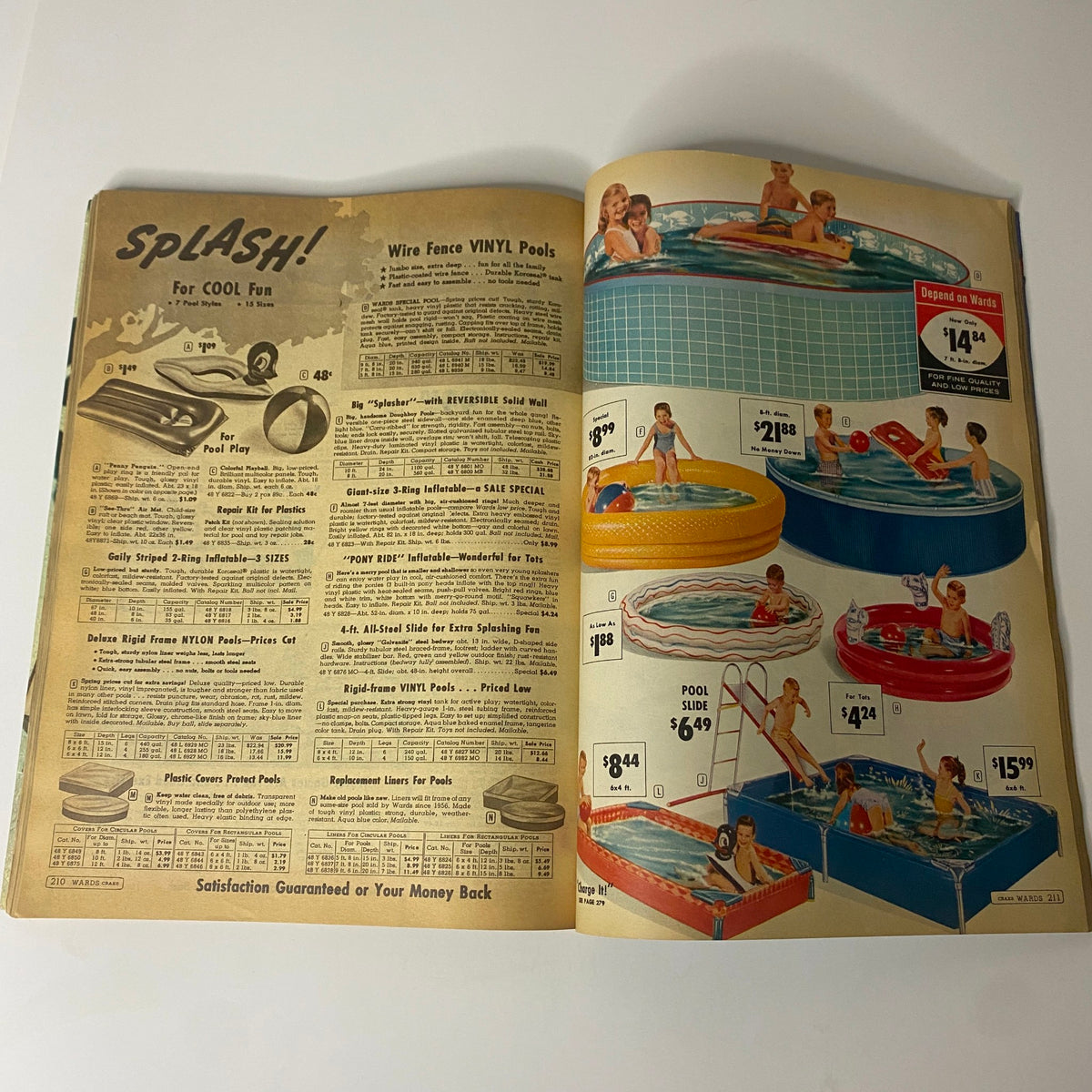 Interior page of the 1962 Montgomery Ward Summer Catalog featuring inflatable pools and accessories for summer fun.