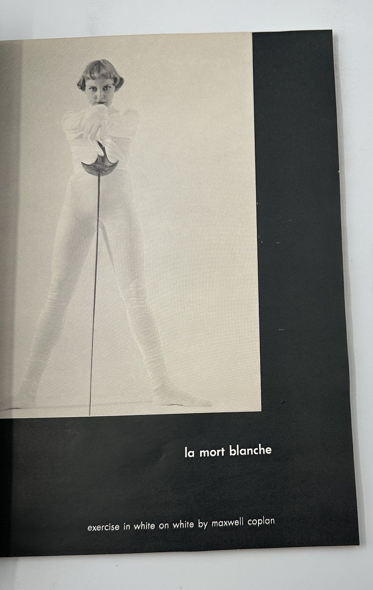 Cover of December 1954 Esquire Magazine featuring the editorial 'La Mort Blanche,' describing an exercise in white on white by Maxwell Coplan.