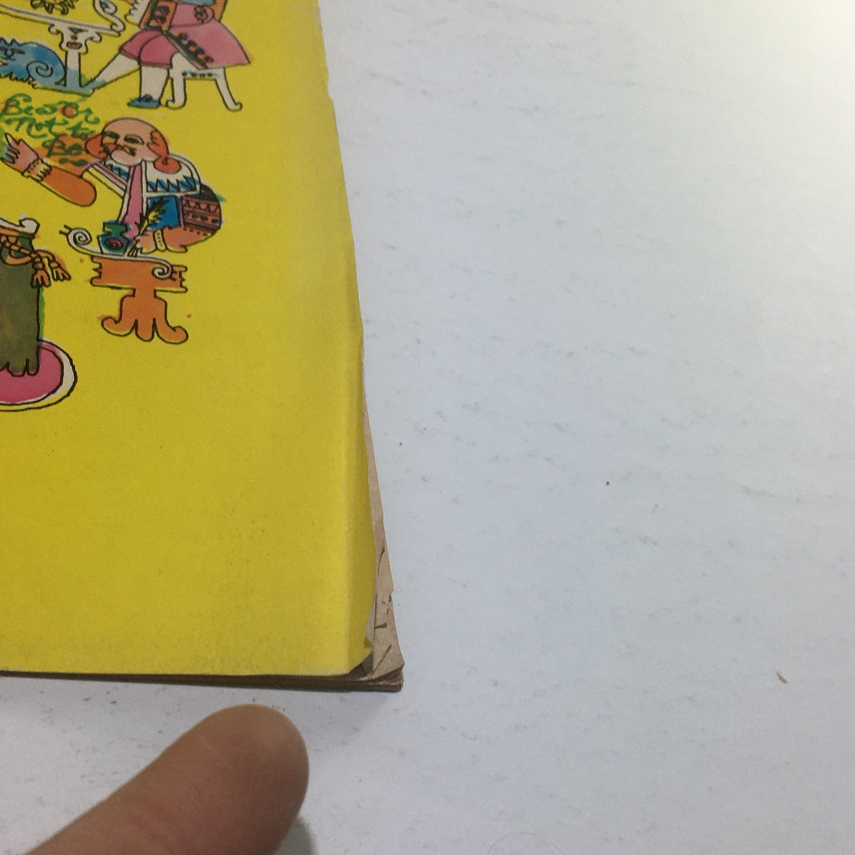 Cover image of Cue Magazine: August 21 1971 - Business and The Arts featuring colorful illustrations of artists and performers on a bright yellow background, with visible wear and creases.