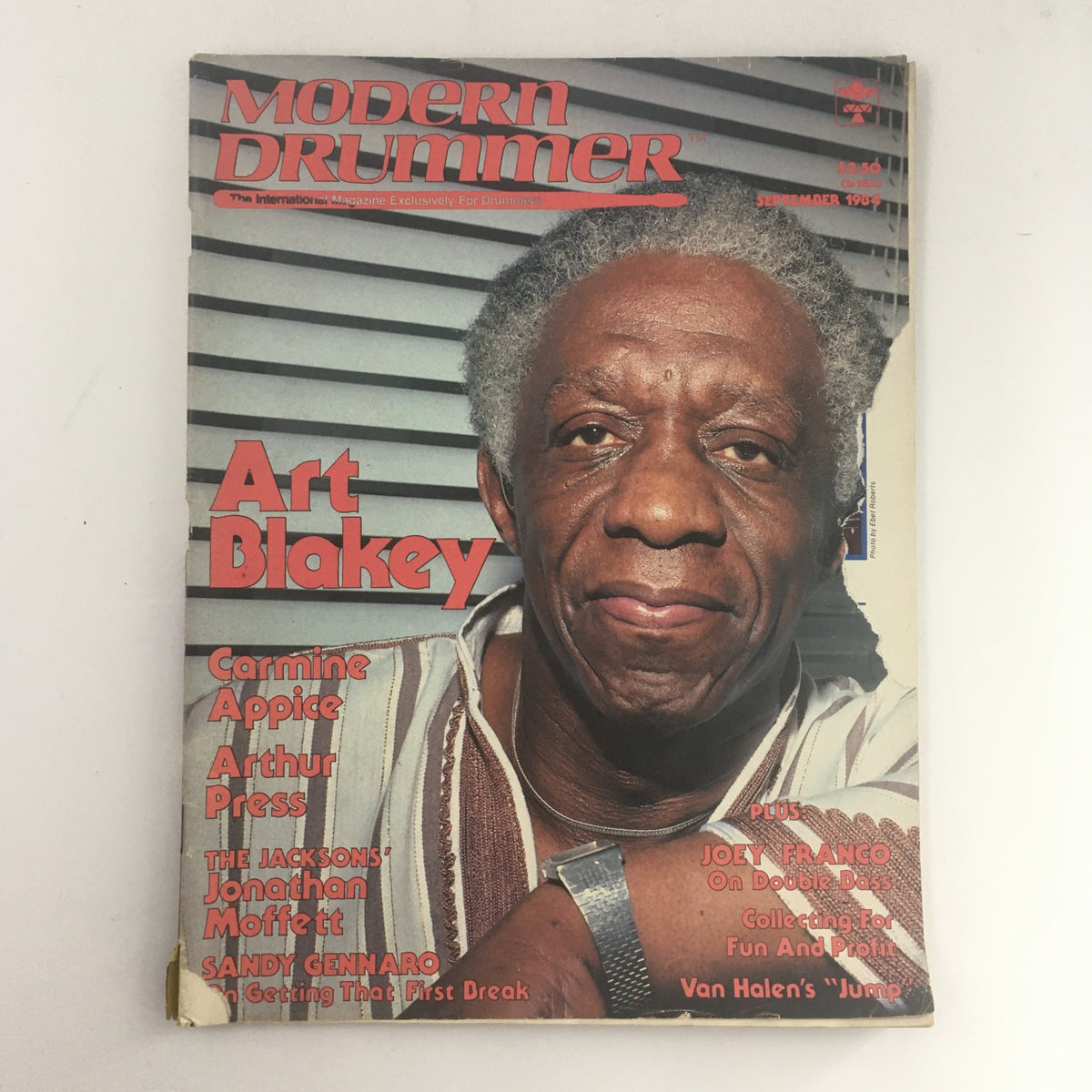 Cover of Modern Drummer Magazine September 1984 featuring Art Blakey, Carmine Appice, and Arthur Press. This vintage magazine showcases influential drummers, highlighting their techniques and contributions to music.