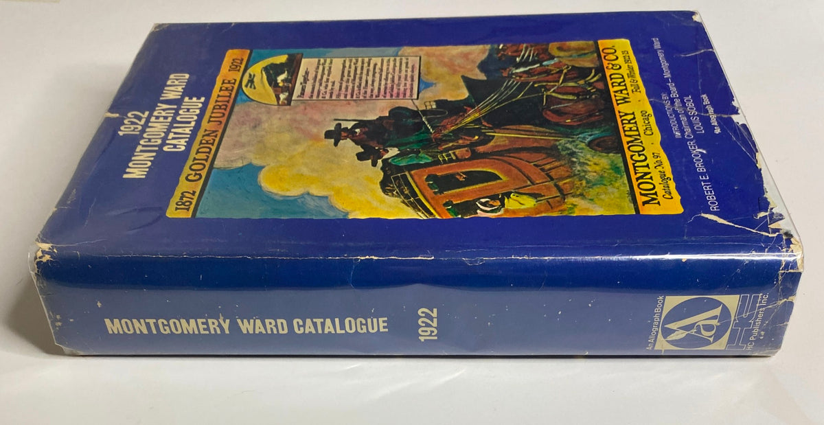 Side view of the 1922-1923 Montgomery Ward Fall and Winter Catalog No. 97, showcasing its vintage design and condition.