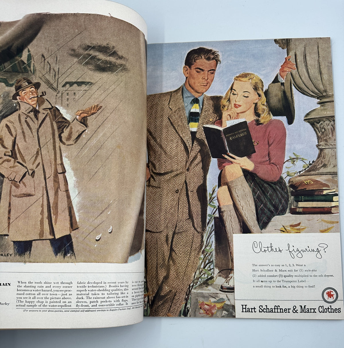 Esquire Magazine October 1946 features a stylish couple in vintage fashion, with the man in a suit and the woman reading a book, reflecting the magazine's focus on culture and style.