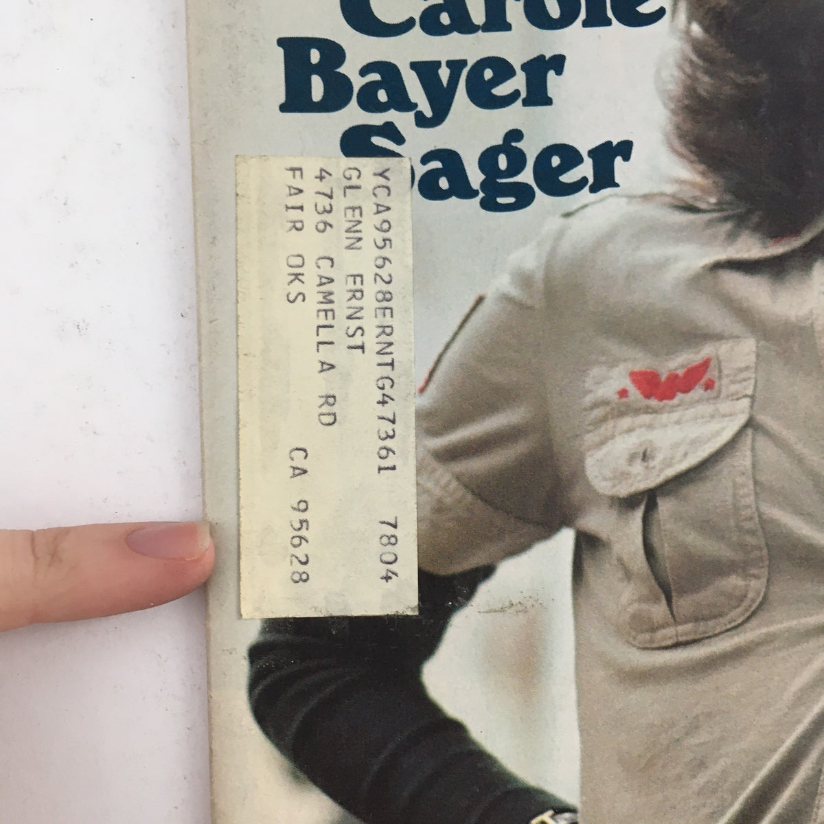 Cover of Songwriter Magazine dated May 15, 1977, featuring Carole Bayer Sager, showcasing details of its vintage condition and an address label.