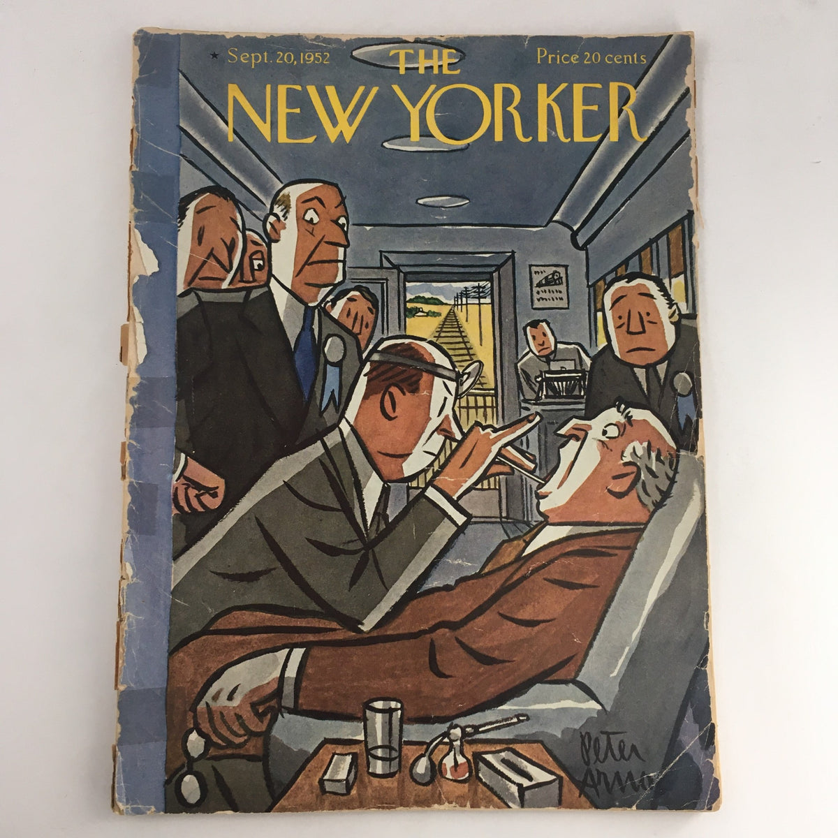 The New Yorker September 20 1952 full magazine cover featuring illustration by Peter Arno, depicting a humorous scene with characters in a stylized setting.
