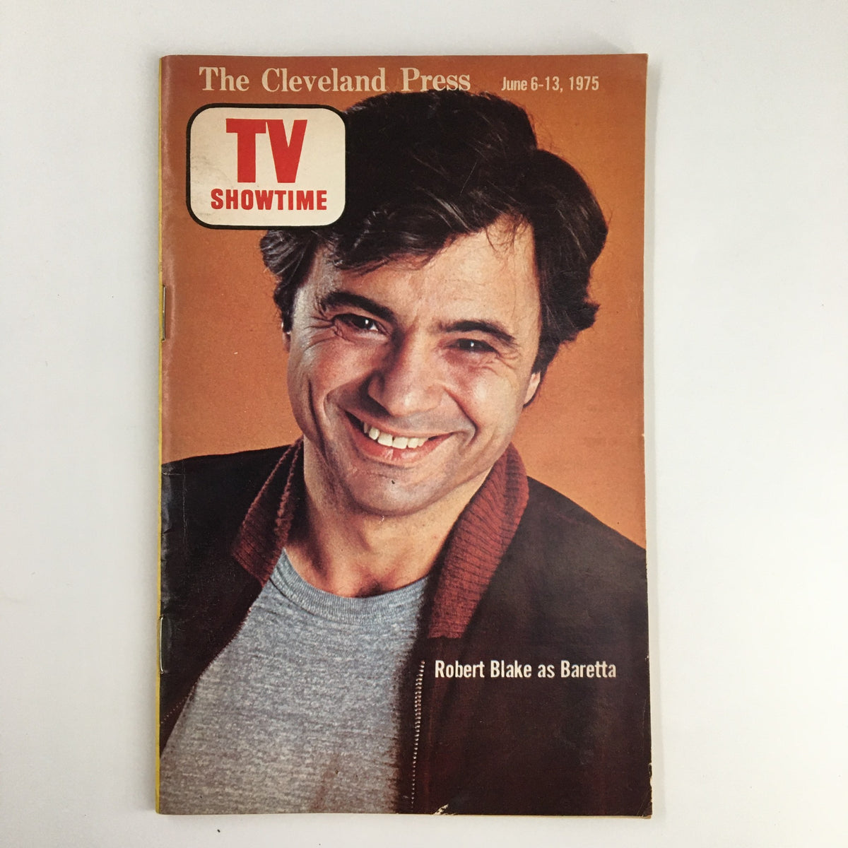 The Cleveland Press TV Showtime Guide from June 6, 1973 featuring Robert Blake as Baretta. The magazine showcases a smiling Robert Blake on the cover, promoting television content.