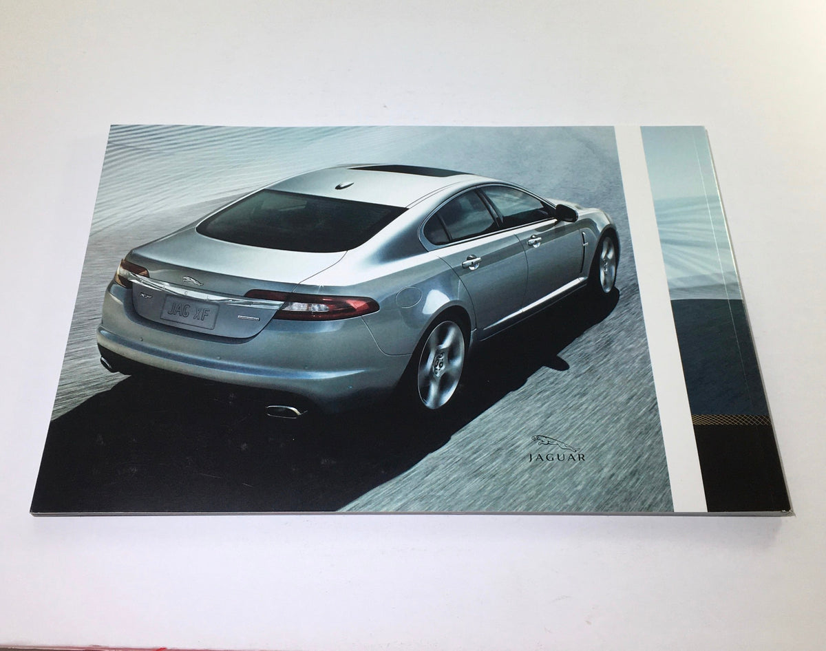 2009 Jaguar XF Dealership Car Auto Brochure Catalog featuring a rear view of the silver Jaguar XF, showcasing its sleek design and modern lines.