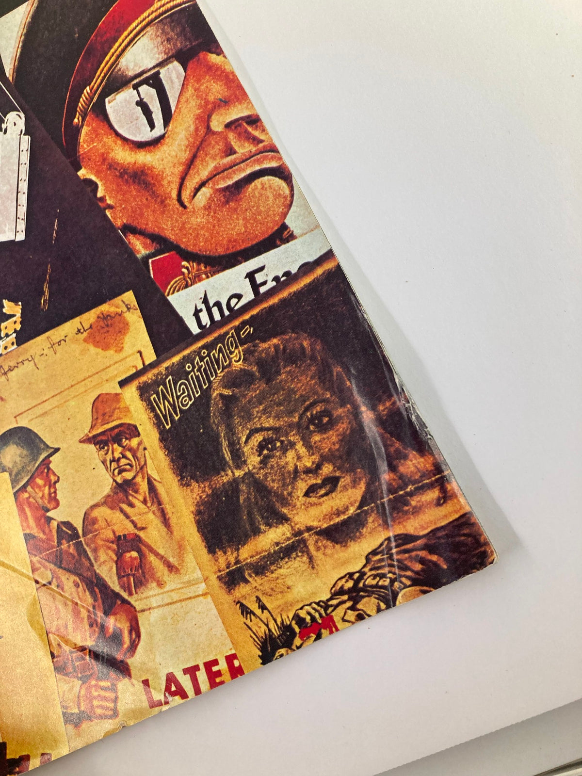 Close-up view of the cover art from 'History of the Second World War Part 102: The Propaganda War', highlighting detailed artwork of soldiers and propaganda themes.